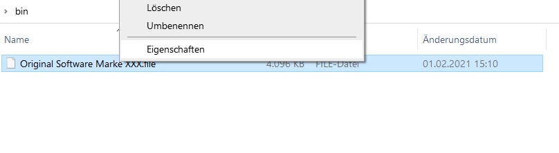 Tuningfile Eigenschaften öffnen